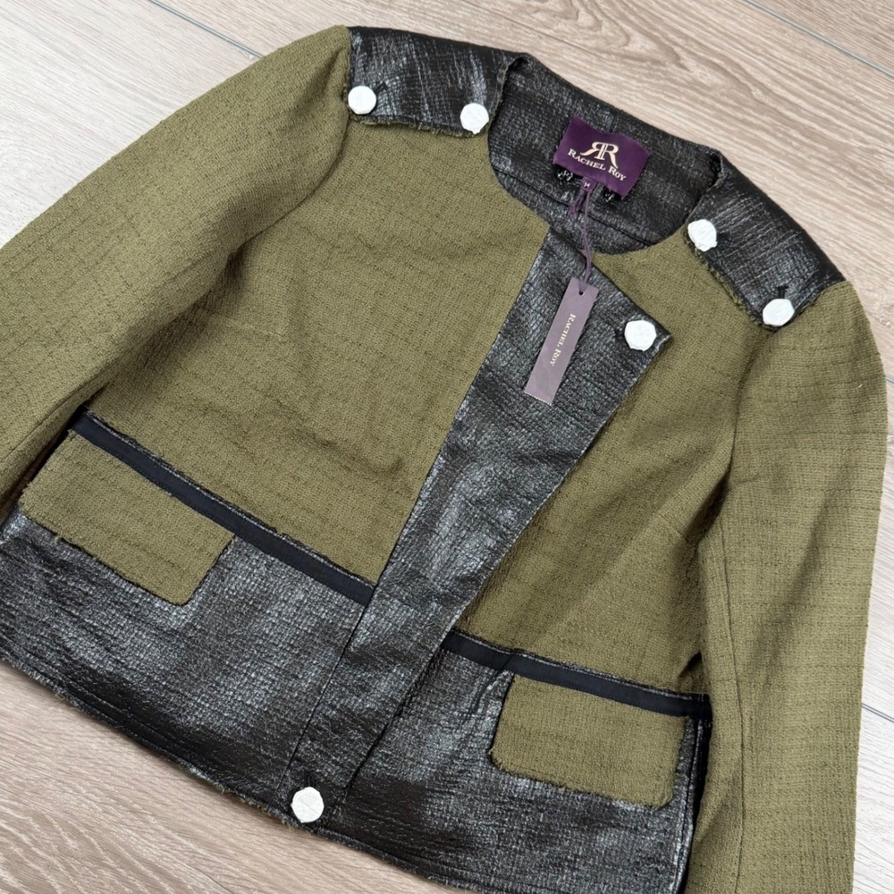 Rachel Roy Womens Coated Jacket Marsh Green 14
